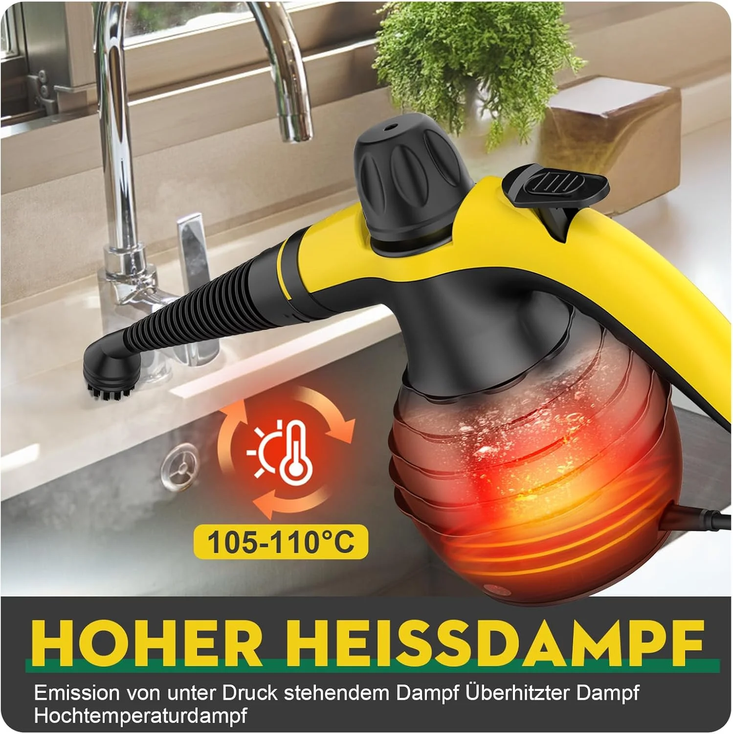 بخارشوی دستی 1050 واتی با عملکرد بالا و 9 ابزار جانبی ویژه برای لکه بری، ایده آل برای تمیز کردن کف، خودرو، حمام، دوش، مبلمان، پنجره ها و چربی زدایی بخارشوی دستی 1050 واتی با عملکرد بالا و 9 ابزار جانبی ویژه برای لکه بری، ایده آل برای تمیز کردن کف، خودرو، حمام، دوش، مبلمان، پنجره ها و چربی زدایی