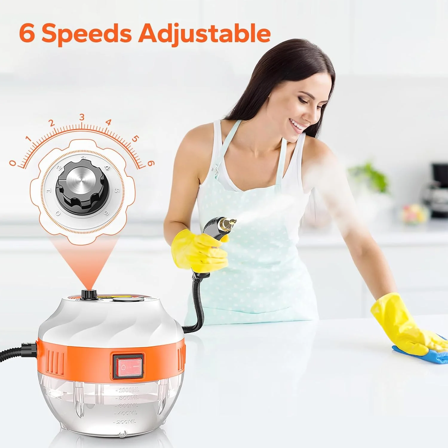 بخارشوی پونیکوزی، بخارشوی پرفشار با دمای بالا 3800 وات به همراه 3 سری برس، بخارشوی دستی قابل حمل برای آشپزخانه، حمام، فرش، خودرو و کاشی