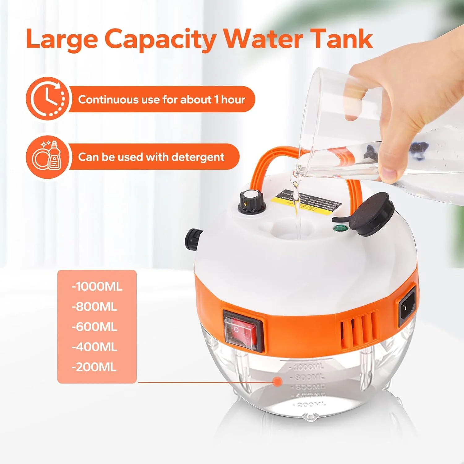 بخارشوی پونیکوزی، بخارشوی پرفشار با دمای بالا 3800 وات به همراه 3 سری برس، بخارشوی دستی قابل حمل برای آشپزخانه، حمام، فرش، خودرو و کاشی