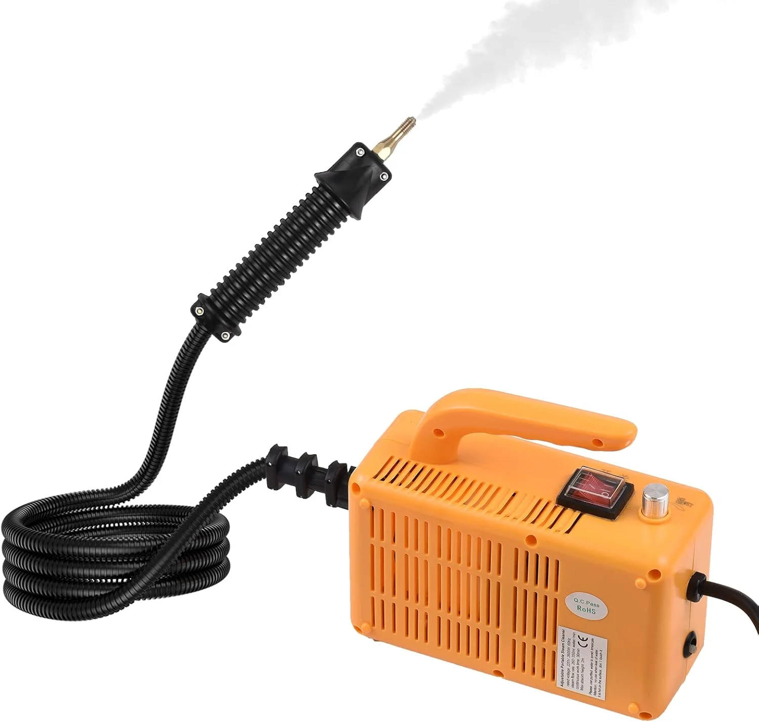 دستگاه تمیز کننده بخار پرفشار قابل حمل 2600 وات با دمای بالا، دستگاه تمیز کننده کنترل خودکار دستی با لوله های افزایش طول و برس برای آشپزخانه، حمام و ماشین
