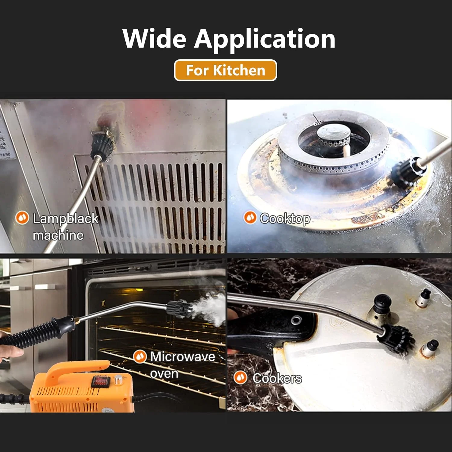 دستگاه تمیز کننده بخار پرفشار قابل حمل 2600 وات با دمای بالا، دستگاه تمیز کننده کنترل خودکار دستی با لوله های افزایش طول و برس برای آشپزخانه، حمام و ماشین