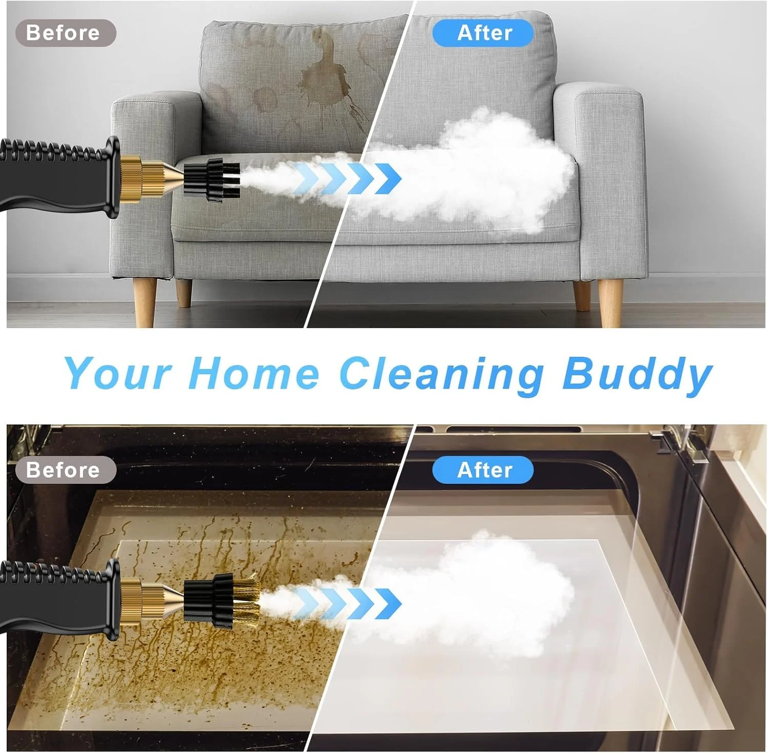 بخارشوی با صفحه لمسی هوشمند، بخار شوی پرقدرت 1500 میلی لیتری با فشار بالا برای تمیز کردن، بخارشوی خانگی قابل حمل برای تمیز کردن خانه، بخارشوی دستی برای آشپزخانه، حمام، خودرو