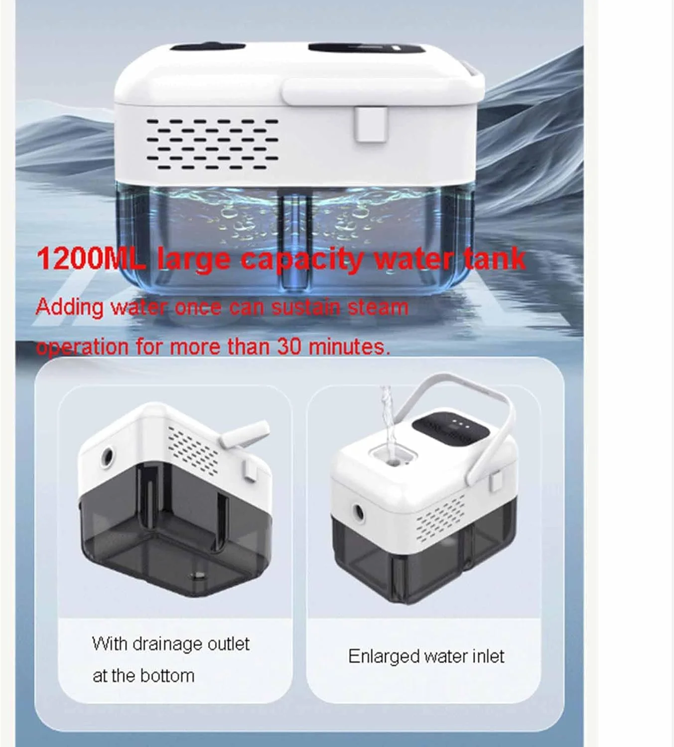 دستگاه بخارشوی قابل حمل 2500 وات با کنترل 9 سرعته بخار و مخزن 1200 میلی لیتری - 4 سری برای چربی آشپزخانه، دوغاب کاشی حمام، کف، اثاثه یا لوازم داخلی، سفید