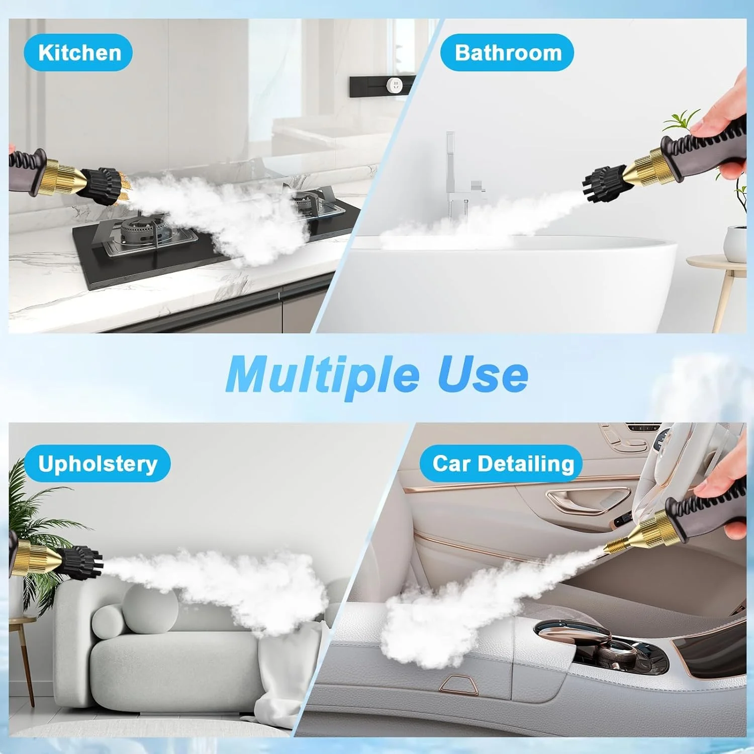بخارشوی با صفحه لمسی هوشمند، بخار شوی پرقدرت 1500 میلی لیتری با فشار بالا برای تمیز کردن، بخارشوی خانگی قابل حمل برای تمیز کردن خانه، بخارشوی دستی برای آشپزخانه، حمام، خودرو