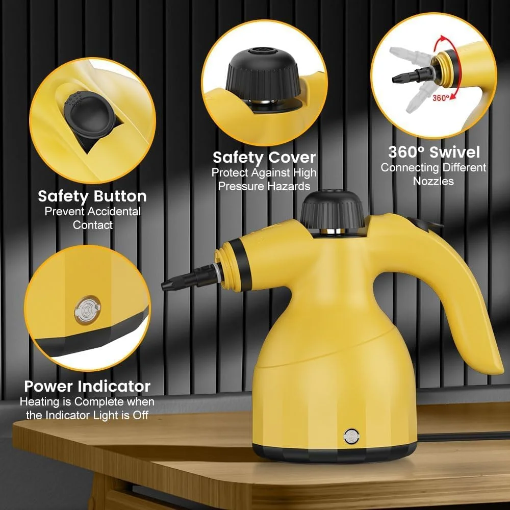 بخارشوی دستی تحت فشار برای منزل، بخارشوی چند منظوره با 10 لوازم جانبی، بخارشوی طبیعی 500 میلی لیتری برای تمیز کردن خودرو، حمام، دوش، روکش مبل، درزها، پنجره، و چربی