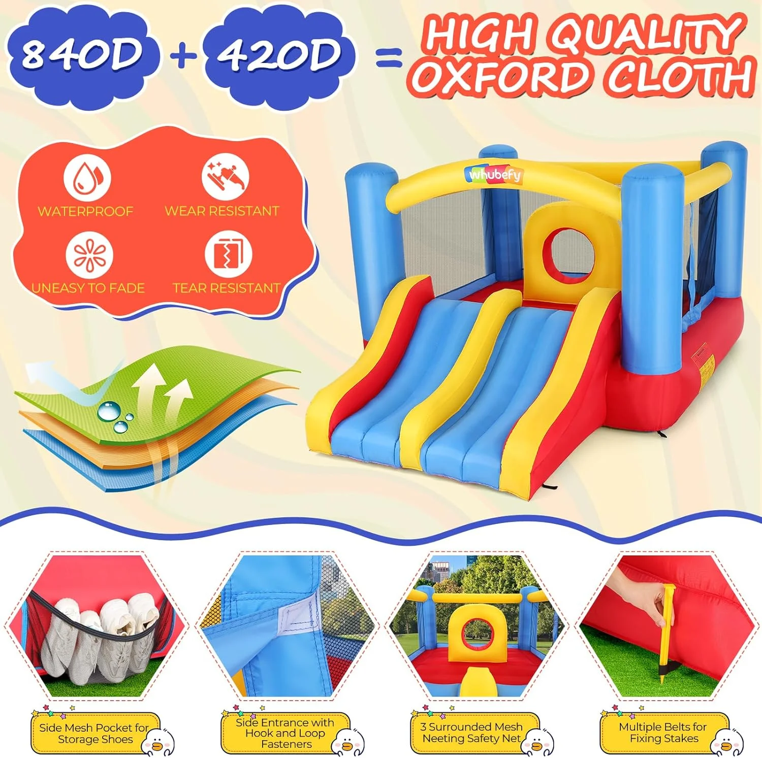 قلعه بادی Whubefy برای کودکان 3 تا 10 سال، سرسره دوتایی موانع داخل/خارج از منزل با دمنده، قلعه پرشی بادی با حلقه مرکزی، قلعه بادی خانوادگی حیاط خلوت، مهمانی و تولد و هدیه قلعه بادی Whubefy برای کودکان 3 تا 10 سال، سرسره دوتایی موانع داخل/خارج از منزل با دمنده، قلعه پرشی بادی با حلقه مرکزی، قلعه بادی خانوادگی حیاط خلوت، مهمانی و تولد و هدیه