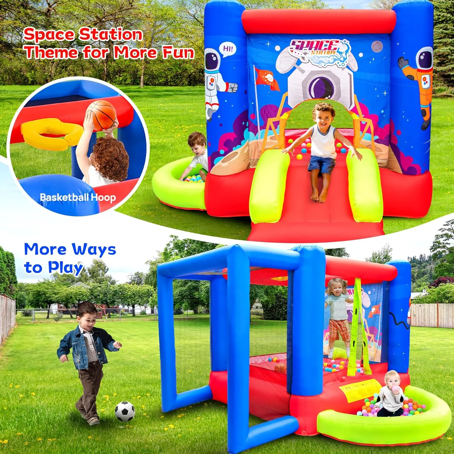 قلعه بادی جامپینگ همراه با سرسره و استخر توپ برای بازی کودکان قلعه بادی جامپینگ همراه با سرسره و استخر توپ برای بازی کودکان