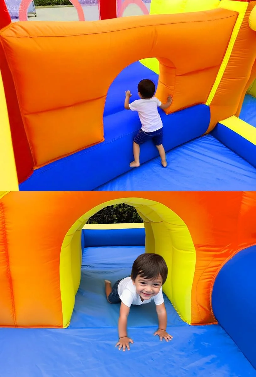 قلعه بادی، قلعه بادی بادی برای کودکان 3-10 سال، قلعه بادی کودکان با سرسره بلند، استخر توپ/استخر، موانع، تونل، دیوار صخره نوردی، سرگرمی بادی سرپوشیده و فضای باز کودکان نوپا