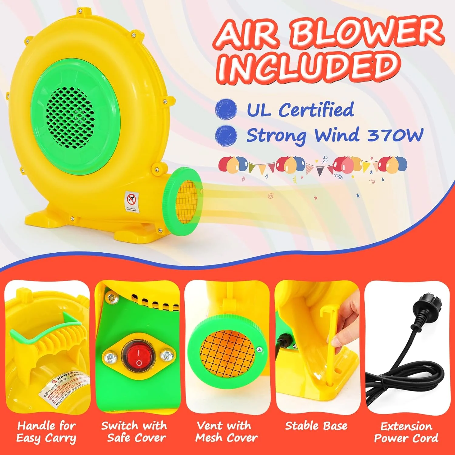 قلعه بادی Whubefy برای کودکان 3 تا 10 سال، سرسره دوتایی موانع داخل/خارج از منزل با دمنده، قلعه پرشی بادی با حلقه مرکزی، قلعه بادی خانوادگی حیاط خلوت، مهمانی و تولد و هدیه قلعه بادی Whubefy برای کودکان 3 تا 10 سال، سرسره دوتایی موانع داخل/خارج از منزل با دمنده، قلعه پرشی بادی با حلقه مرکزی، قلعه بادی خانوادگی حیاط خلوت، مهمانی و تولد و هدیه