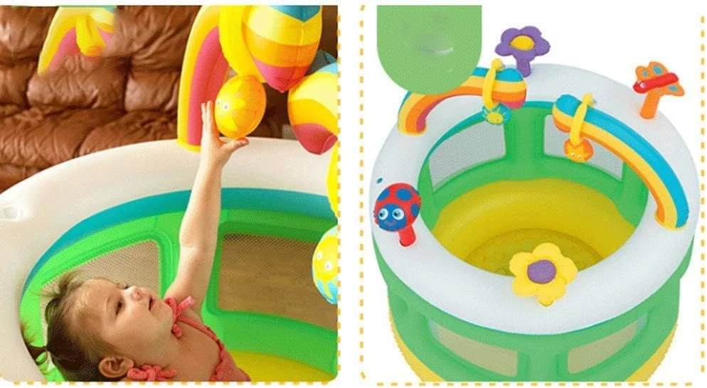 قلعه بادی کودک WRJY، باشگاه کودک بادی با نرده و پمپ برقی برای باغ و حیاط خلوت داخلی و خارجی، 109 * 104 سانتی متر