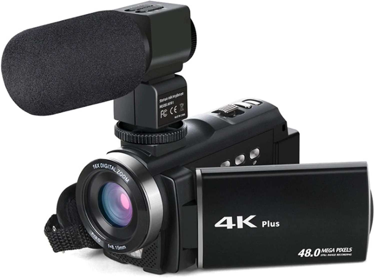 دوربین فیلمبرداری برای یوتیوب، FHD 4K 30FPS 48MP دوربین ولاگینگ زوم دیجیتال 16 برابر 3.0 اینچی با میکروفون و ریموت، دوربین ولاگینگ قابل حمل با امکانات فراوان