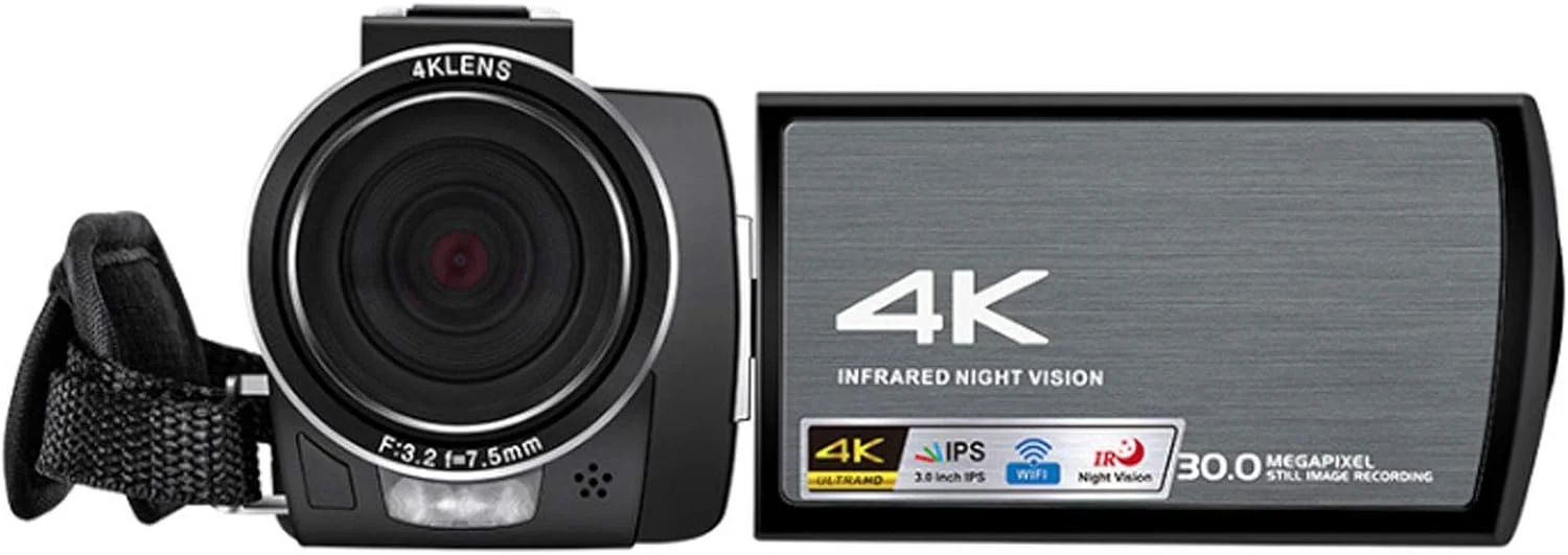 دوربین فیلمبرداری 4K HD دیجیتال مناسب فضای باز با قابلیت ضبط ویدیو، تایمر خودکار 30 مگاپیکسلی، به همراه ریموت کنترل، میکروفون و عملکرد وب کم، ضبط و ذخیره چند رسانه ای، بهترین انتخاب