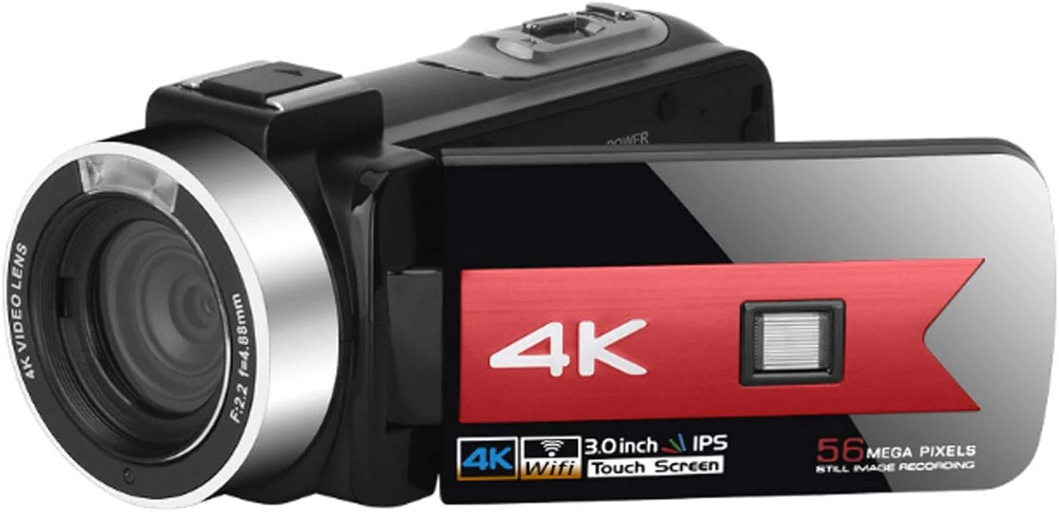 دوربین فیلمبرداری 4K مناسب فضای باز 0 درجه سانتیگراد، دوربین 56 مگاپیکسلی با دید در شب مادون قرمز و وای فای، به همراه میکروفون، لنز زاویه باز، آفتابگیر لنز، قرمز، A