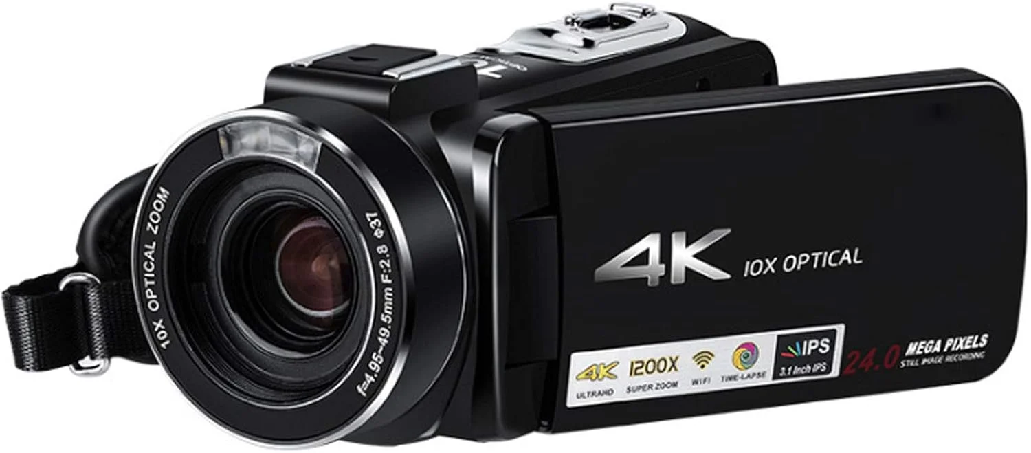 دوربین فیلمبرداری، HD 4K 24FPS 24MP دید در شب IR، ضبط کننده دوربین زوم دیجیتال 120x با دید در شب، دوربین فیلمبرداری چند منظوره، وب کم و خروجی تلویزیون