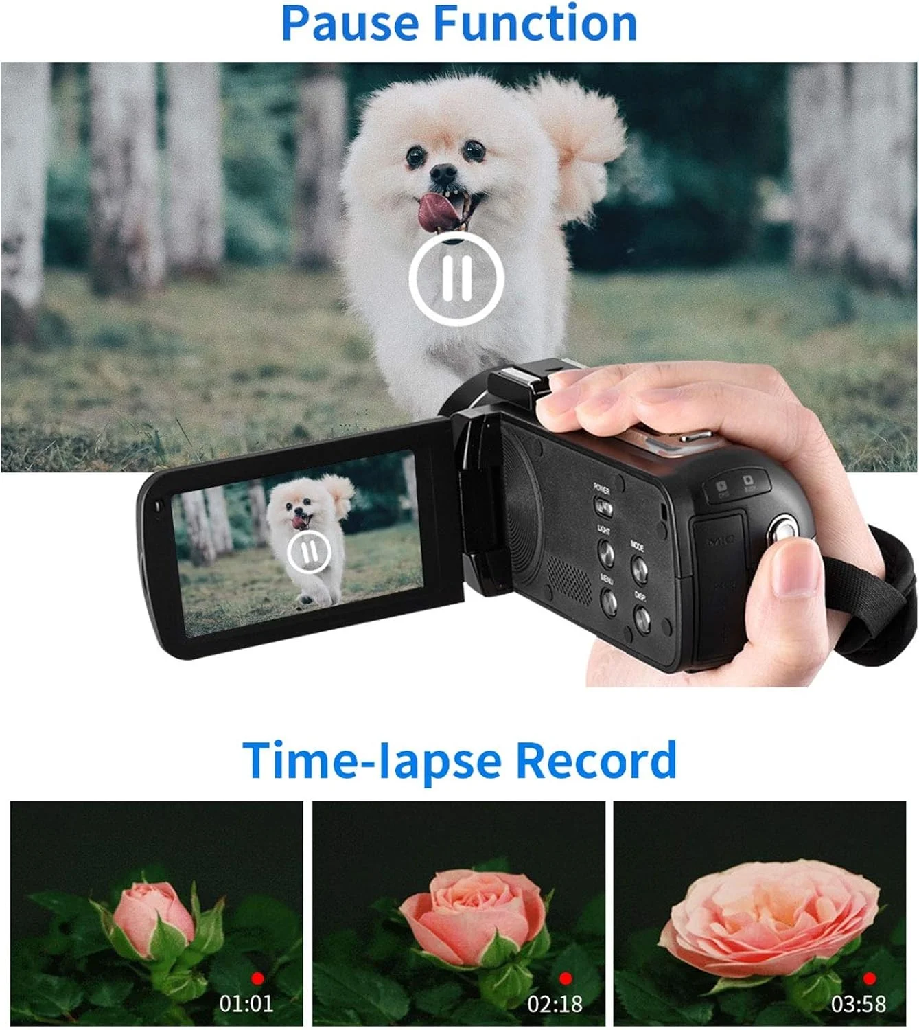 دوربین فیلمبرداری 0 درجه سانتیگراد مناسب فضای باز، دوربین دیجیتال فیلمبرداری یوتیوب HD 4K 24MP با زوم دیجیتال 16 برابر، صفحه نمایش 3 اینچی چرخان، ضبط کننده ویدیو با دید در شب و عملکرد مکث، تایم لپس و حرکت آهسته، B دوربین فیلمبرداری 0 درجه سانتیگراد مناسب فضای باز، دوربین دیجیتال فیلمبرداری یوتیوب HD 4K 24MP با زوم دیجیتال 16 برابر، صفحه نمایش 3 اینچی چرخان، ضبط کننده ویدیو با دید در شب و عملکرد مکث، تایم لپس و حرکت آهسته، B