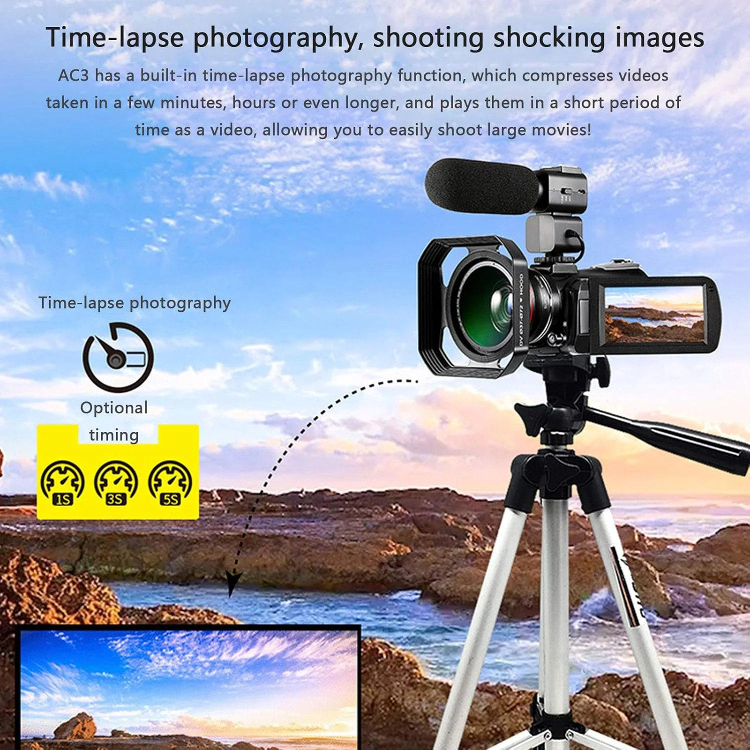 دوربین فیلمبرداری 0 درجه سانتیگراد مناسب فضای باز، دوربین فیلمبرداری 4K 30FPS 24MP دید در شب IR با زوم دیجیتال 30 برابر، دارای خروجی تلویزیون و کنترل از راه دور، دوربین قابل حمل دوربین فیلمبرداری 0 درجه سانتیگراد مناسب فضای باز، دوربین فیلمبرداری 4K 30FPS 24MP دید در شب IR با زوم دیجیتال 30 برابر، دارای خروجی تلویزیون و کنترل از راه دور، دوربین قابل حمل