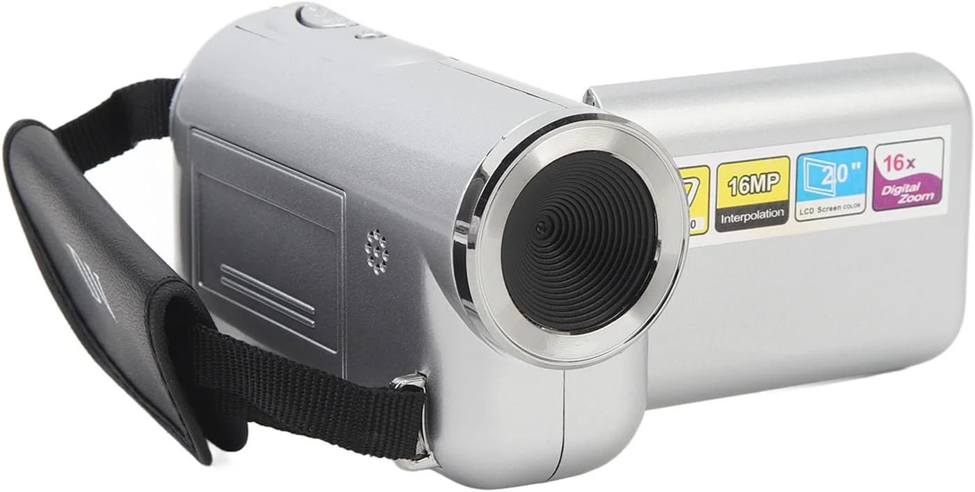 دوربین فیلمبرداری Annadue، دوربین فیلمبرداری 1080P HD 16MP با صفحه نمایش رنگی 2.0 اینچی TFT، دوربین 16x زوم دیجیتال برای سفر، مهمانی و یوتیوب (نقره ای)