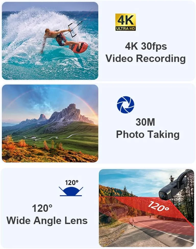 دوربین فیلمبرداری 4K 30fps Andoer با قابلیت نصب روی سر، دوربین فیلمبرداری وای فای قابل حمل، وب کم، لنز زاویه باز 120 درجه، ضد لرزش، باتری داخلی و کنترل برنامه برای ضبط ویدیو ولاگ دوربین فیلمبرداری 4K 30fps Andoer با قابلیت نصب روی سر، دوربین فیلمبرداری وای فای قابل حمل، وب کم، لنز زاویه باز 120 درجه، ضد لرزش، باتری داخلی و کنترل برنامه برای ضبط ویدیو ولاگ