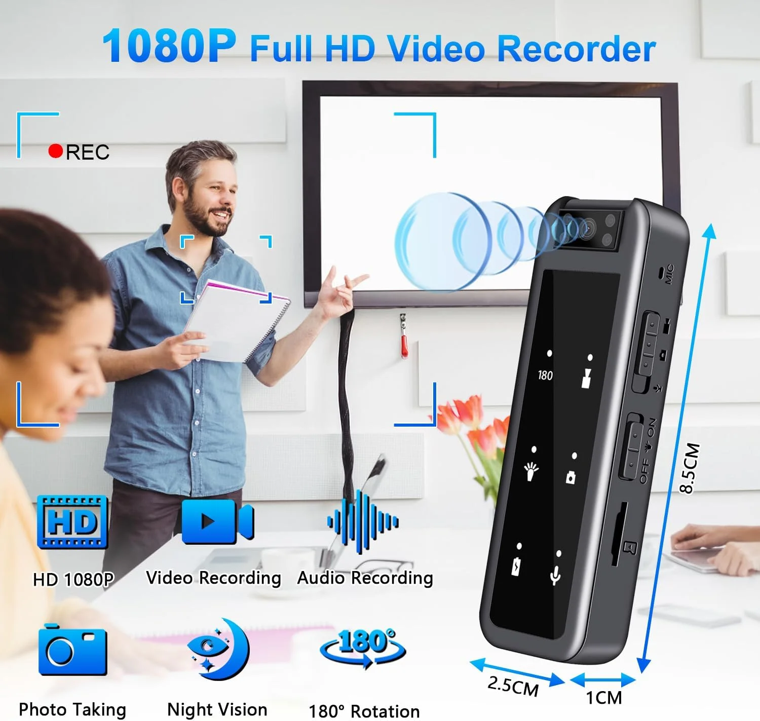 دوربین کوچک بدنه Amyway با حافظه 64 گیگابایت، دوربین فیلمبرداری گشت زنی 1080P با دید در شب IR، باتری 5 ساعته و لنز چرخان 180 درجه - دوربین کوچک پوشیدنی برای امنیت، پلیس و استفاده در فضای باز دوربین کوچک بدنه Amyway با حافظه 64 گیگابایت، دوربین فیلمبرداری گشت زنی 1080P با دید در شب IR، باتری 5 ساعته و لنز چرخان 180 درجه - دوربین کوچک پوشیدنی برای امنیت، پلیس و استفاده در فضای باز