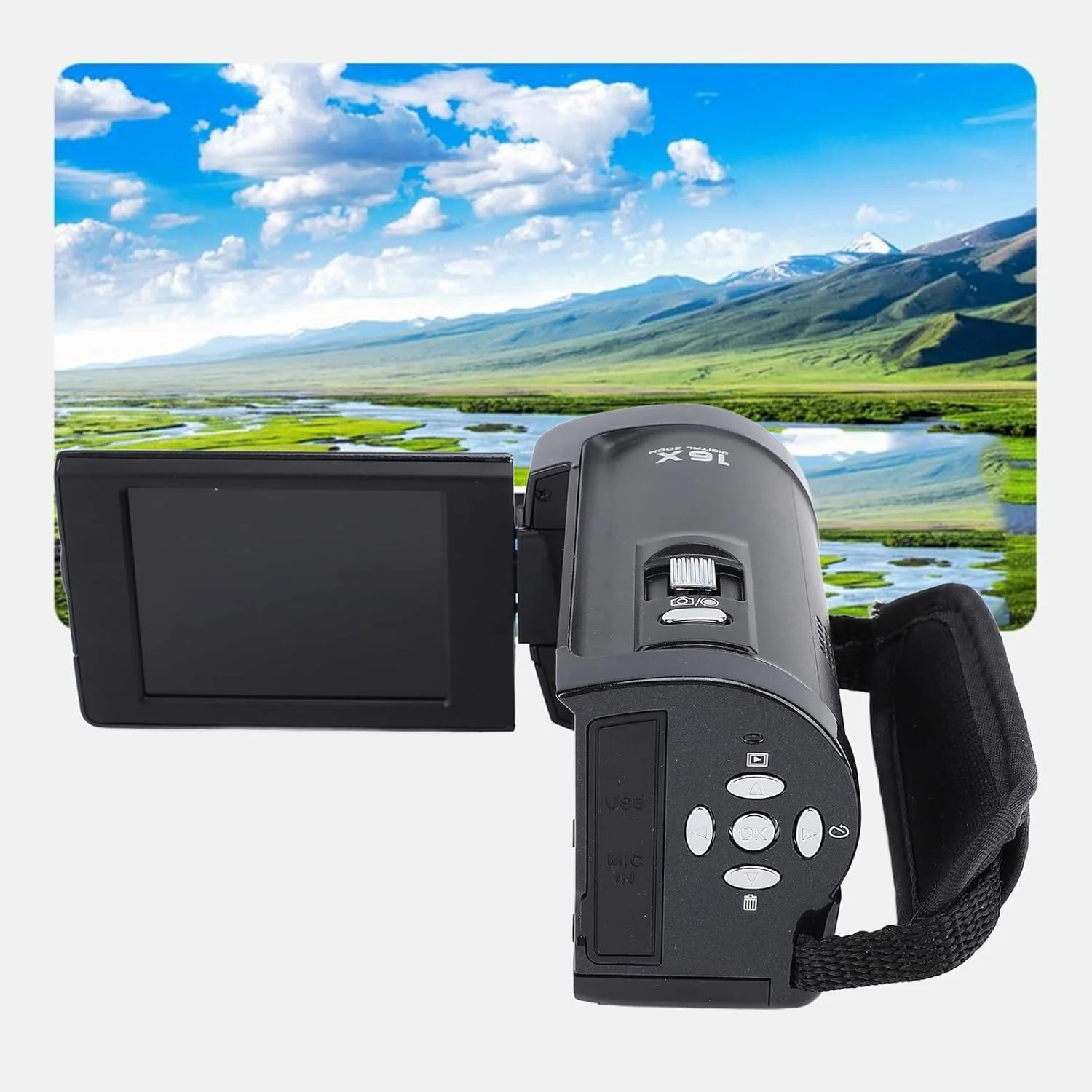 دوربین فیلمبرداری دیجیتال Annadue، دوربین فیلمبرداری 2.7K 50MP با زوم دیجیتال 16X، چرخش 270 درجه، دوربین فیلمبرداری برای مسافرت