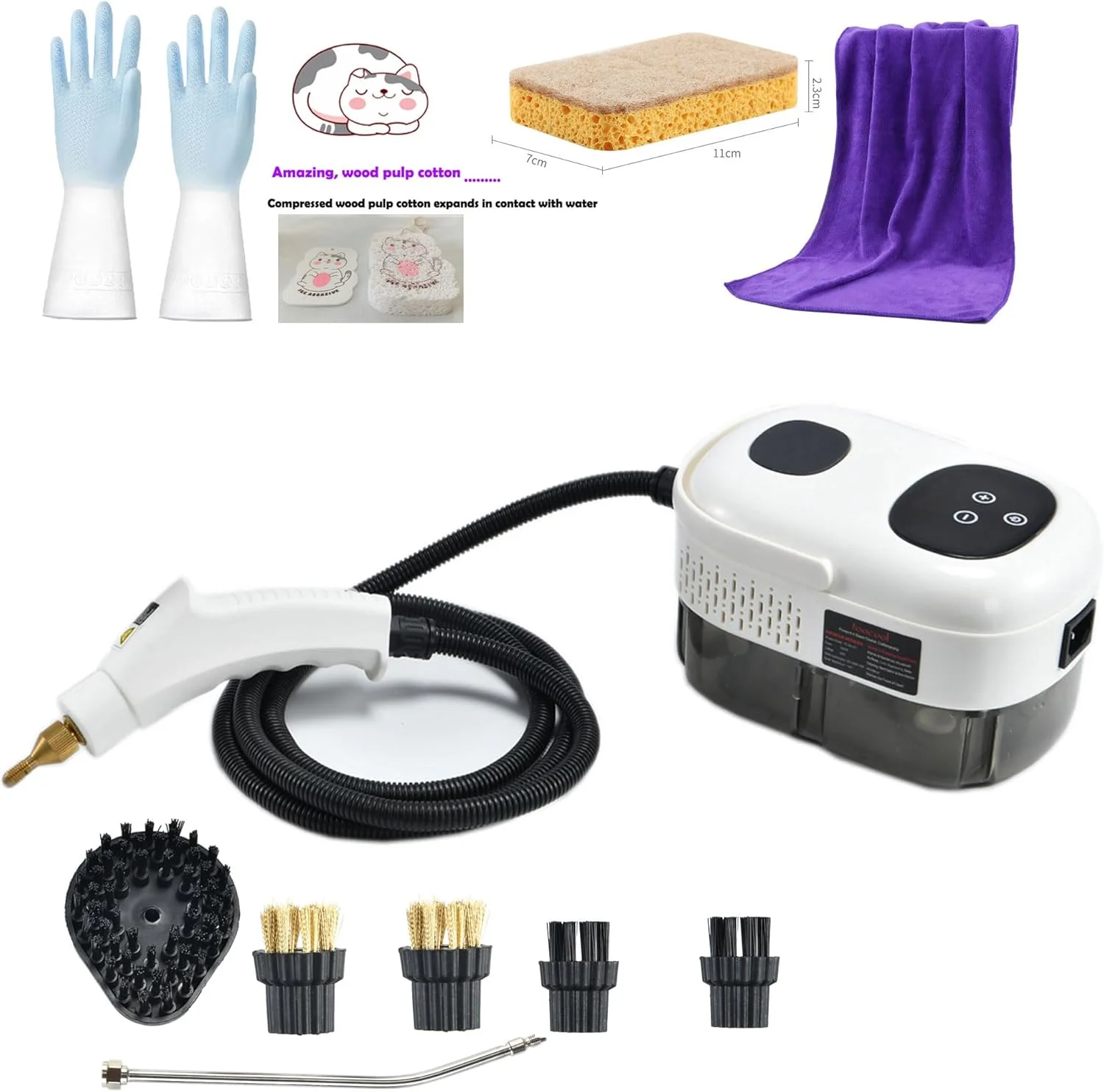 بخارشوی دستی قابل حمل SENNI، بخارشوی پرفشار 2500 واتی برای مصارف خانگی با 5 سری برس و دستکش حوله ای بخارشوی دستی قابل حمل SENNI، بخارشوی پرفشار 2500 واتی برای مصارف خانگی با 5 سری برس و دستکش حوله ای