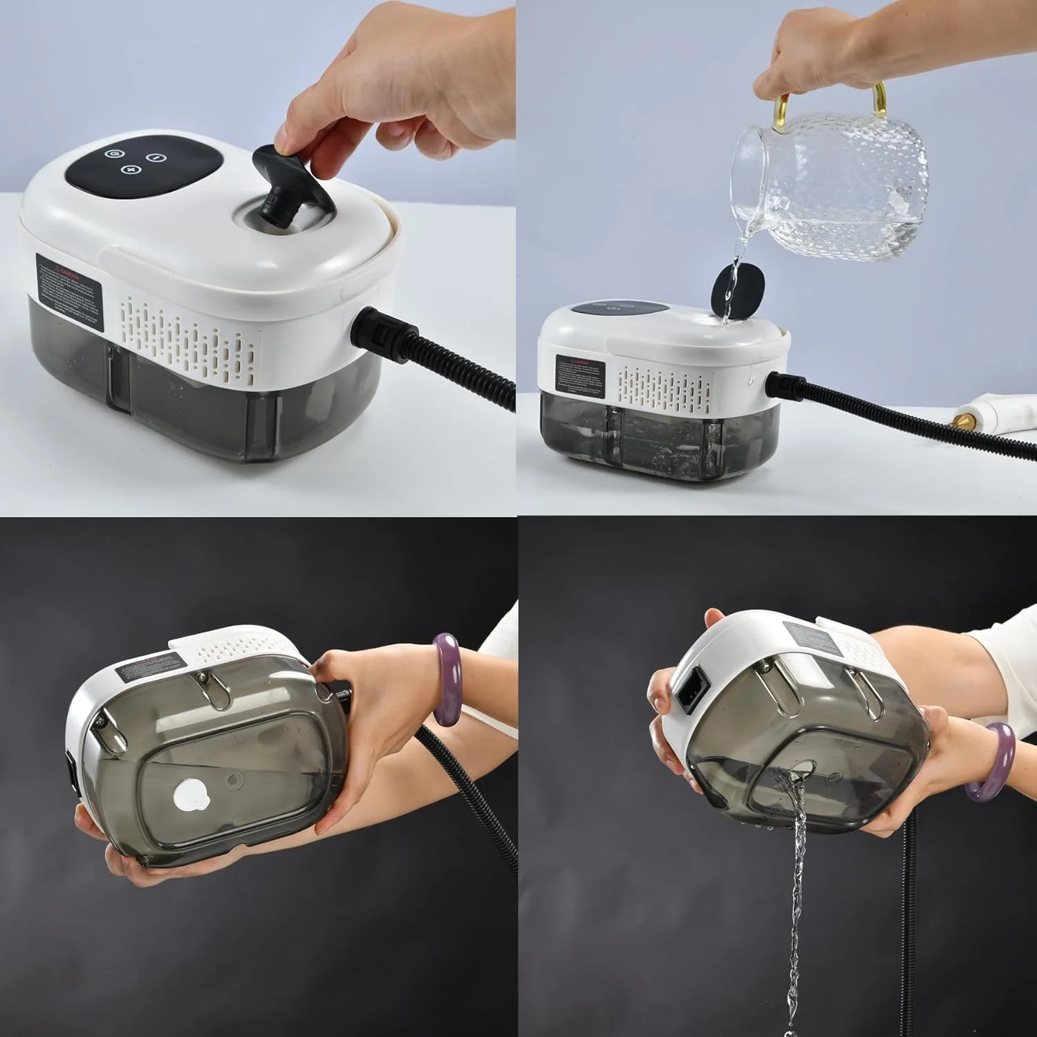 بخارشوی دستی قابل حمل SENNI، بخارشوی پرفشار 2500 واتی برای مصارف خانگی با 5 سری برس و دستکش حوله ای بخارشوی دستی قابل حمل SENNI، بخارشوی پرفشار 2500 واتی برای مصارف خانگی با 5 سری برس و دستکش حوله ای