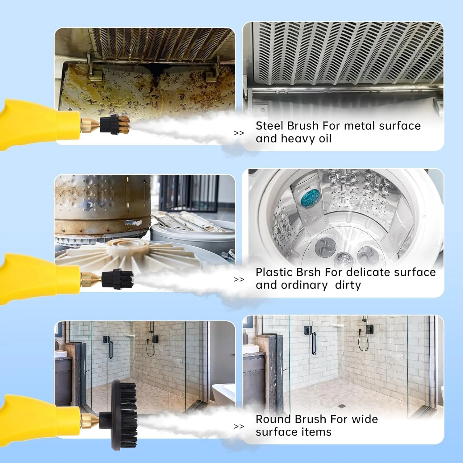 بخارشوی دستی تزویق، بخارشوی قابل حمل برای نظافت خودرو، بخارشوی داغ با برس برای از بین بردن لکه ها، مناسب برای مبلمان، آشپزخانه، حمام، کاشی و دوغاب سیمان