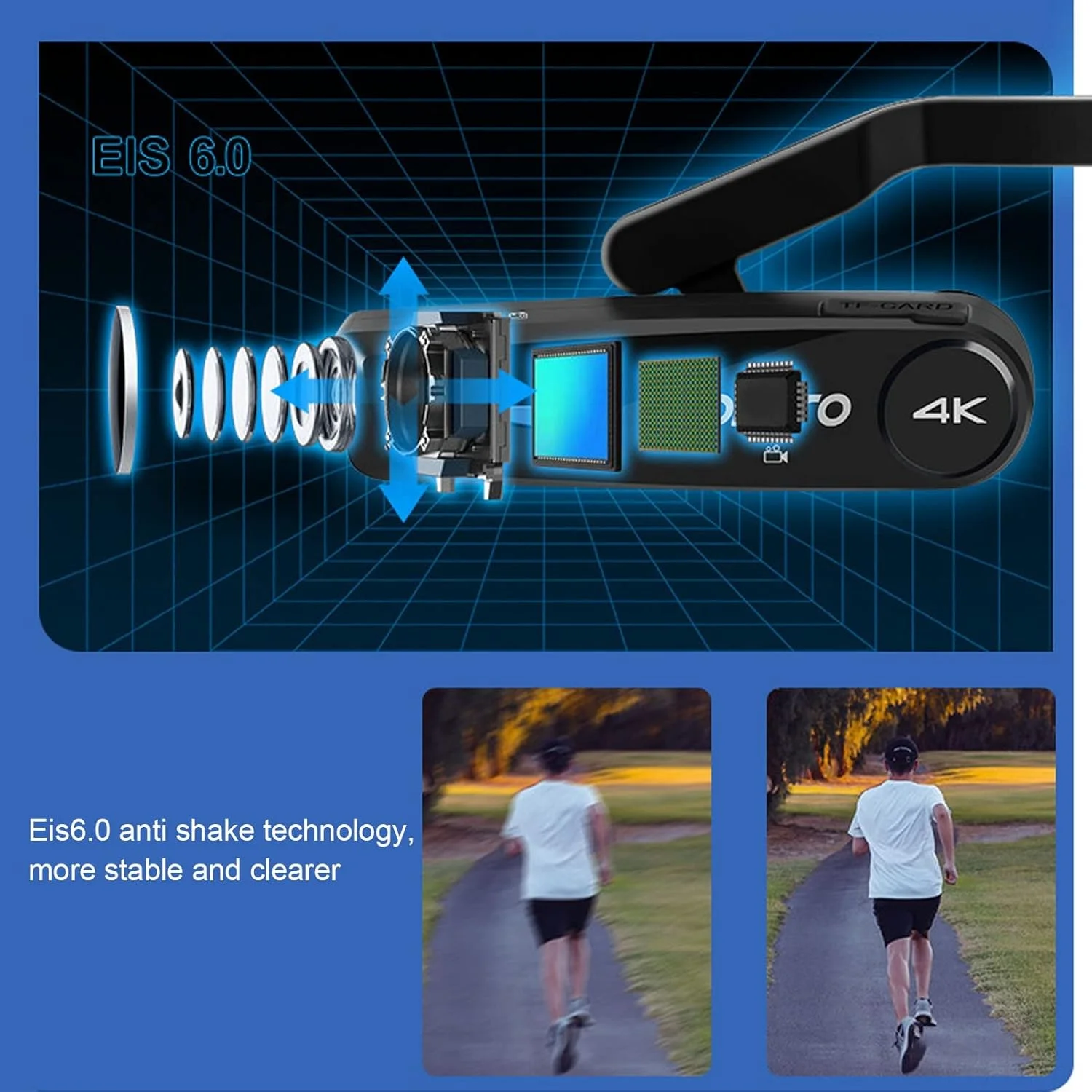 دوربین سر ASHATA، دوربین فیلمبرداری 4K FHD 1080P 60FPS، دوربین وب کم با زاویه دید 130 درجه، تثبیت کننده WIFI با کنترل از راه دور، نگهدارنده کارت دوربین سر ASHATA، دوربین فیلمبرداری 4K FHD 1080P 60FPS، دوربین وب کم با زاویه دید 130 درجه، تثبیت کننده WIFI با کنترل از راه دور، نگهدارنده کارت