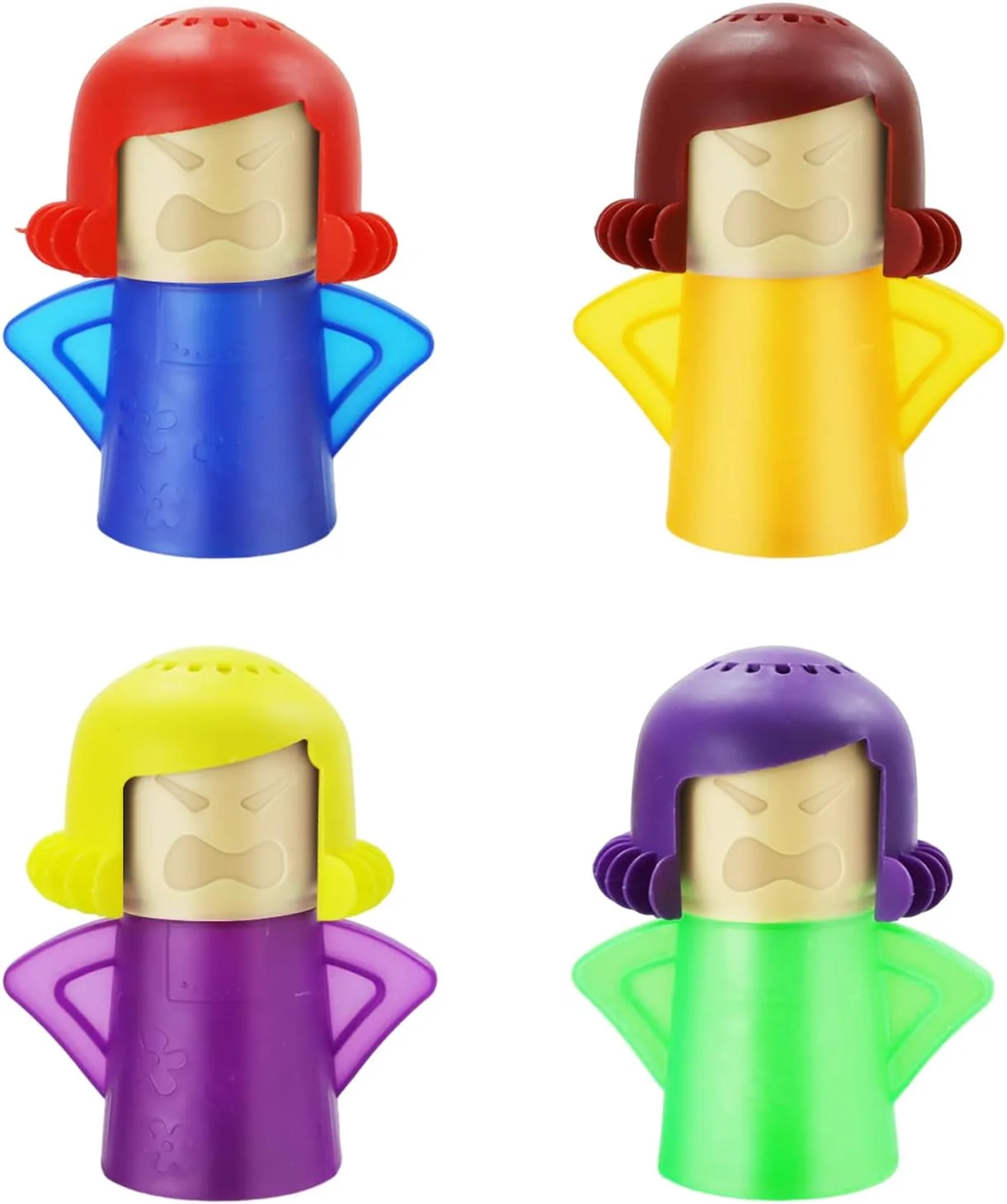 مجموعه 4 عددی عروسک تمیز کننده مایکروویو عصبانی، تمیز کننده مایکروویو با بخار، با استفاده از آب و سرکه، تمیز کننده با دمای بالا، ابزار تمیز کردن آشپزخانه برای خانه و محل کار