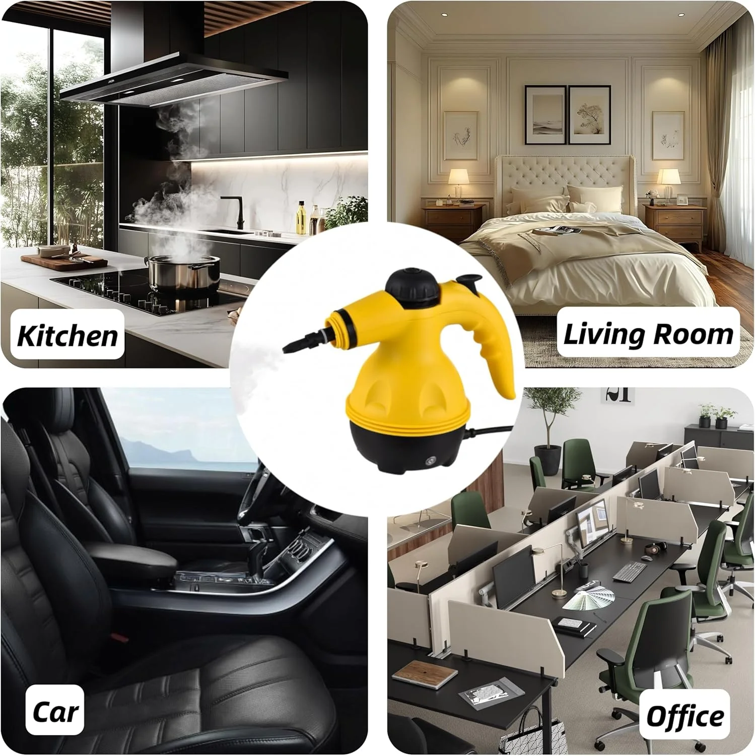 دستگاه بخارشوی دستی قابل حمل یونی نت 1000 وات، دستگاه تمیز کننده بخار پرفشار با دمای بالا به همراه 10 لوازم جانبی برای آشپزخانه، حمام، ماشین، مبل، پنجره، لکه بری و ضد عفونی