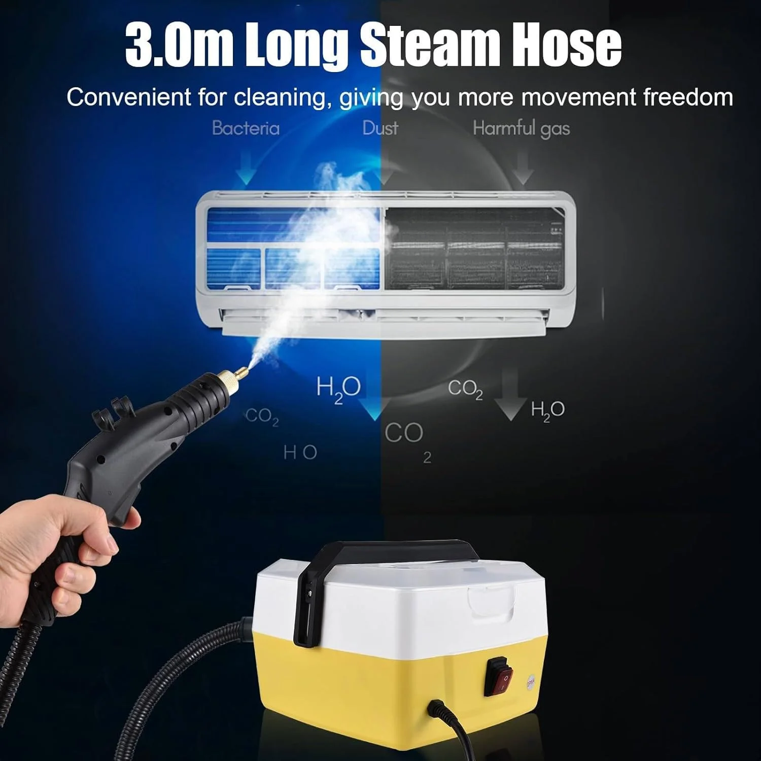 بخارشوی قابل حمل UPIKIT 3000W، مناسب برای مصارف خانگی، 4 لیتر، گرمایش سریع با دمای بالا، بخارشوی فشار قوی 4.5 بار، پاشش فوری بخار در 15 ثانیه، مناسب برای دستگاه دیتیلینگ خودرو