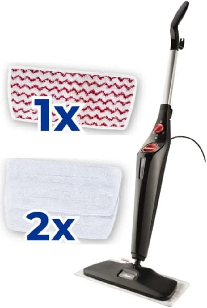 بخارشوی بزرگ Vileda Steam Plus XXL با پد PowerPad، تمیز کردن بهداشتی سطوح بزرگ، از بین بردن تا 99.9٪ باکتری ها و ویروس ها، مناسب برای همه کف ها، ایده آل برای فرش ها، بسته بندی سازگار با محیط زیست