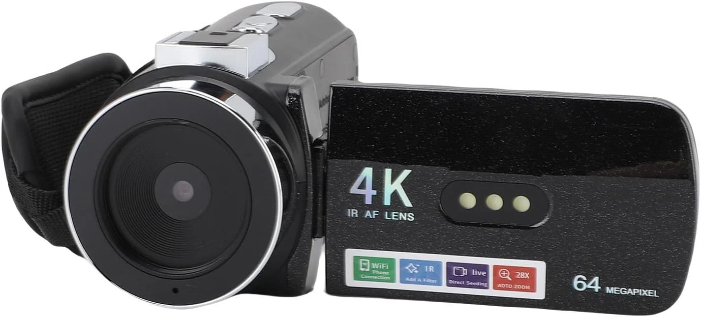 دوربین فیلمبرداری حرفه ای Bewinner 2.7K، دوربین ولاگینگ 50 مگاپیکسلی - صفحه نمایش 2.8 اینچی، زوم دیجیتال 16 برابر، نور پرکننده LED، عملکرد وب کم برای ضبط سفرهای خارج از منزل