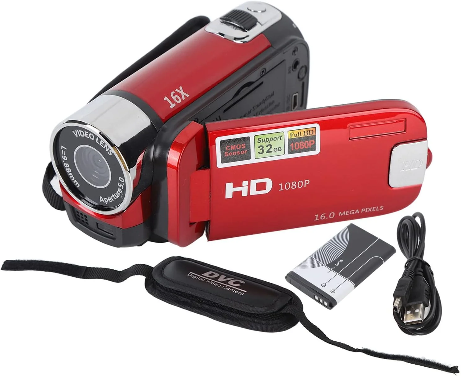 دوربین فیلمبرداری Bewinner، دوربین ولاگینگ Full HD 1080P 16MP با صفحه نمایش چرخان 2.7 اینچی، زوم دیجیتال 16 برابر، هدیه دوربین دیجیتال برای دوستان و خانواده (قرمز) دوربین فیلمبرداری Bewinner، دوربین ولاگینگ Full HD 1080P 16MP با صفحه نمایش چرخان 2.7 اینچی، زوم دیجیتال 16 برابر، هدیه دوربین دیجیتال برای دوستان و خانواده (قرمز)