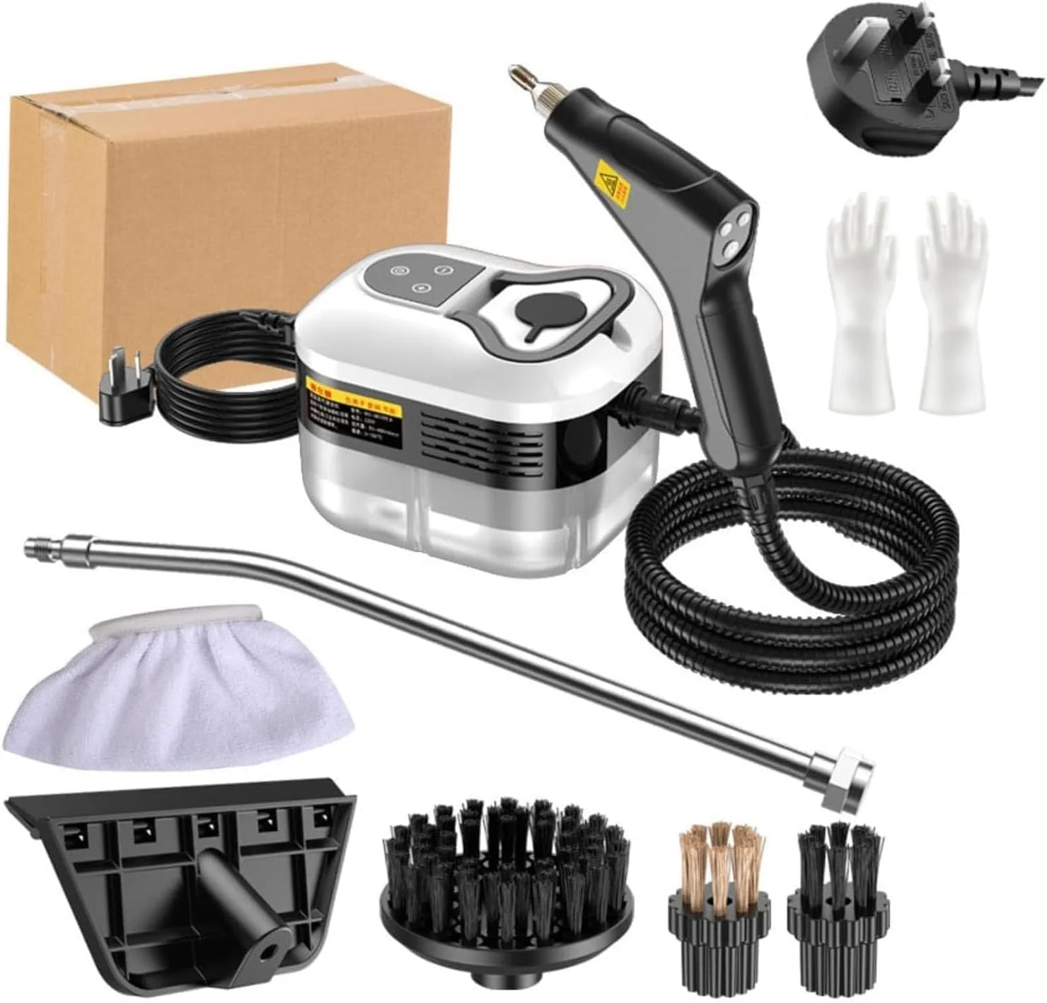 دستگاه بخارشوی دستی تحت فشار XISICIAO با 6 عدد لوازم جانبی، بخارشوی قابل حمل برای تمیز کردن، بخارشوی برای مصارف خانگی، بخارشوی برای تمیز کردن خودرو، مبلمان، کف (سفید، دوشاخه AE)