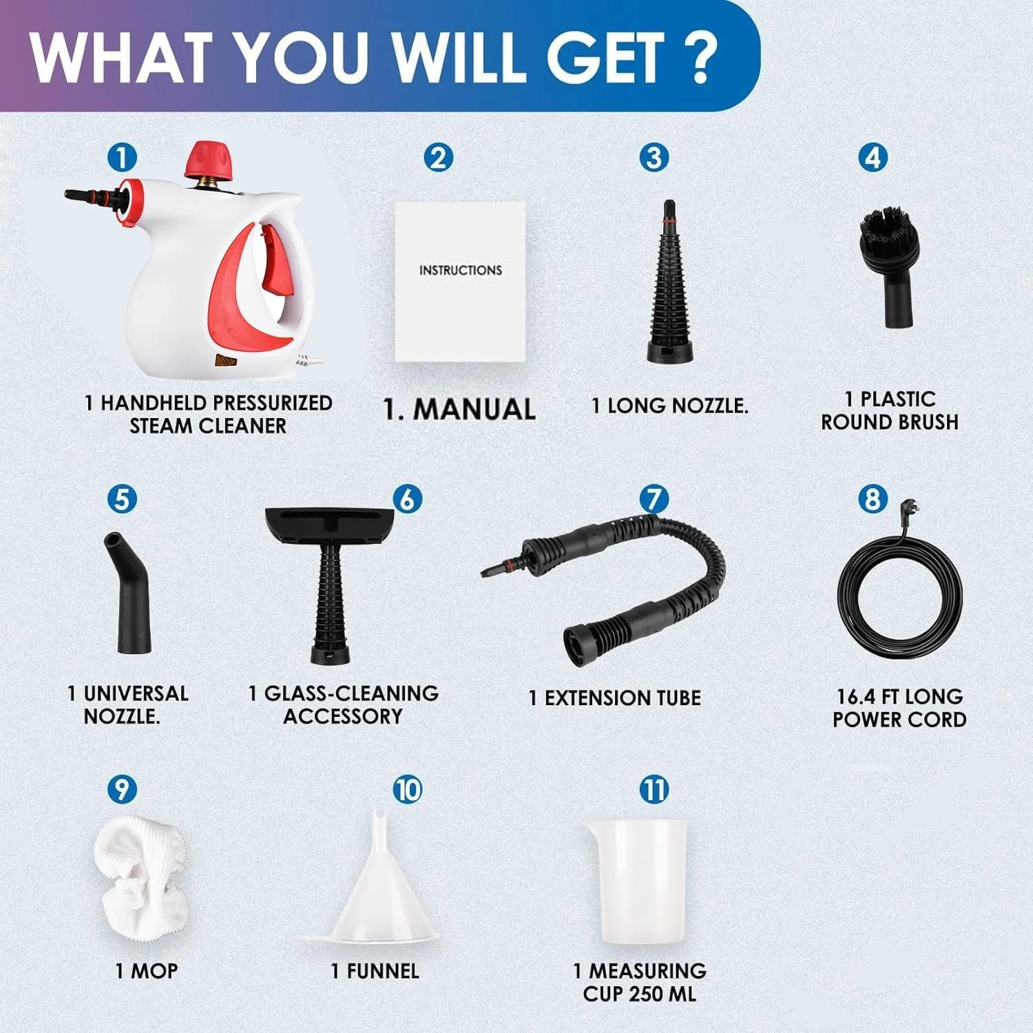 دستگاه بخار شوی دستی تحت فشار به همراه 9 عدد لوازم جانبی، بخارشوی قابل حمل برای تمیز کردن منزل، بخارشوی برای استفاده در خانه، بخارشوی برای تمیز کردن ماشین، مبلمان، کف (قرمز) دستگاه بخار شوی دستی تحت فشار به همراه 9 عدد لوازم جانبی، بخارشوی قابل حمل برای تمیز کردن منزل، بخارشوی برای استفاده در خانه، بخارشوی برای تمیز کردن ماشین، مبلمان، کف (قرمز)