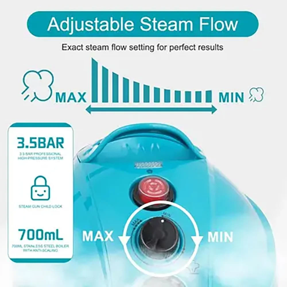 بخارشوی دستی ST-4601 با توان 1300 وات | دستگاه تمیز کننده فرش و پارچه تر و خشک | بخار شوی فشار قوی به همراه لوازم جانبی | گرم شدن سریع | مناسب برای خانه، هتل، استفاده در فضای باز