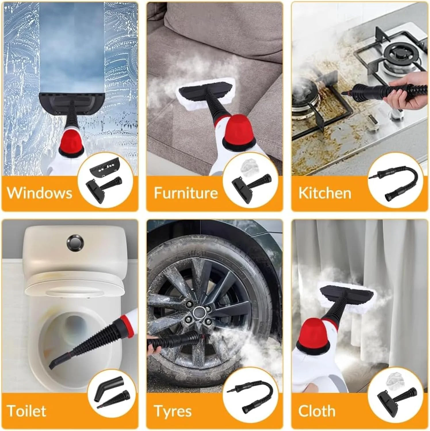 دستگاه بخار شوی دستی تحت فشار به همراه 9 عدد لوازم جانبی، بخارشوی قابل حمل برای تمیز کردن منزل، بخارشوی برای استفاده در خانه، بخارشوی برای تمیز کردن ماشین، مبلمان، کف (قرمز) دستگاه بخار شوی دستی تحت فشار به همراه 9 عدد لوازم جانبی، بخارشوی قابل حمل برای تمیز کردن منزل، بخارشوی برای استفاده در خانه، بخارشوی برای تمیز کردن ماشین، مبلمان، کف (قرمز)