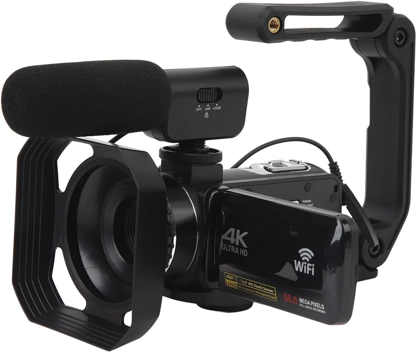 دوربین فیلمبرداری BusoTh 4K 30FPS 56MP با قابلیت دید در شب، زوم 18X، میکروفون خارجی، کنترل از راه دور - دوربین ولاگ قابل حمل با خروجی HD - ایده آل برای ولاگ و عکاسی