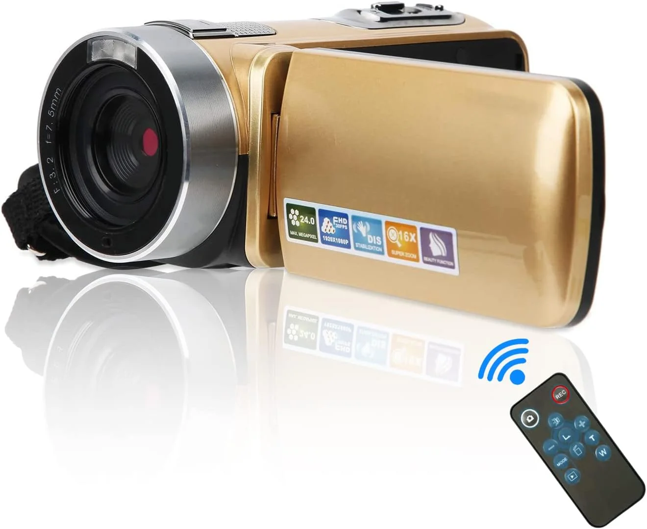 دوربین فیلمبرداری FHD، دوربین ولاگینگ ضد لرزش 28 مگاپیکسلی، دوربین فیلمبرداری زوم دیجیتال 16X، دوربین دید در شب قابل حمل برای ضبط در فضای باز (طلایی)