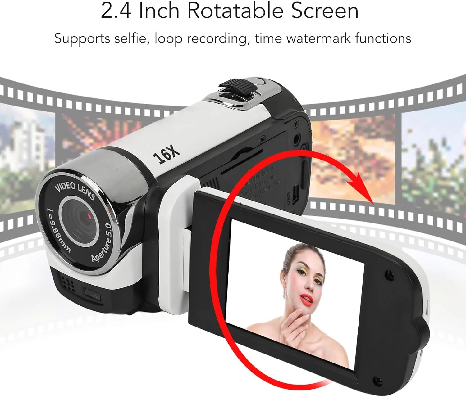 دوربین فیلمبرداری دیجیتال BROLEO D90 1080P با زوم دیجیتال 16X، صفحه نمایش LCD 2.4 اینچی، دوربین دیجیتال 16 مگاپیکسلی با نور پرکننده، دوربین فیلمبرداری ضبط ویدیویی HD (سفید) دوربین فیلمبرداری دیجیتال BROLEO D90 1080P با زوم دیجیتال 16X، صفحه نمایش LCD 2.4 اینچی، دوربین دیجیتال 16 مگاپیکسلی با نور پرکننده، دوربین فیلمبرداری ضبط ویدیویی HD (سفید)