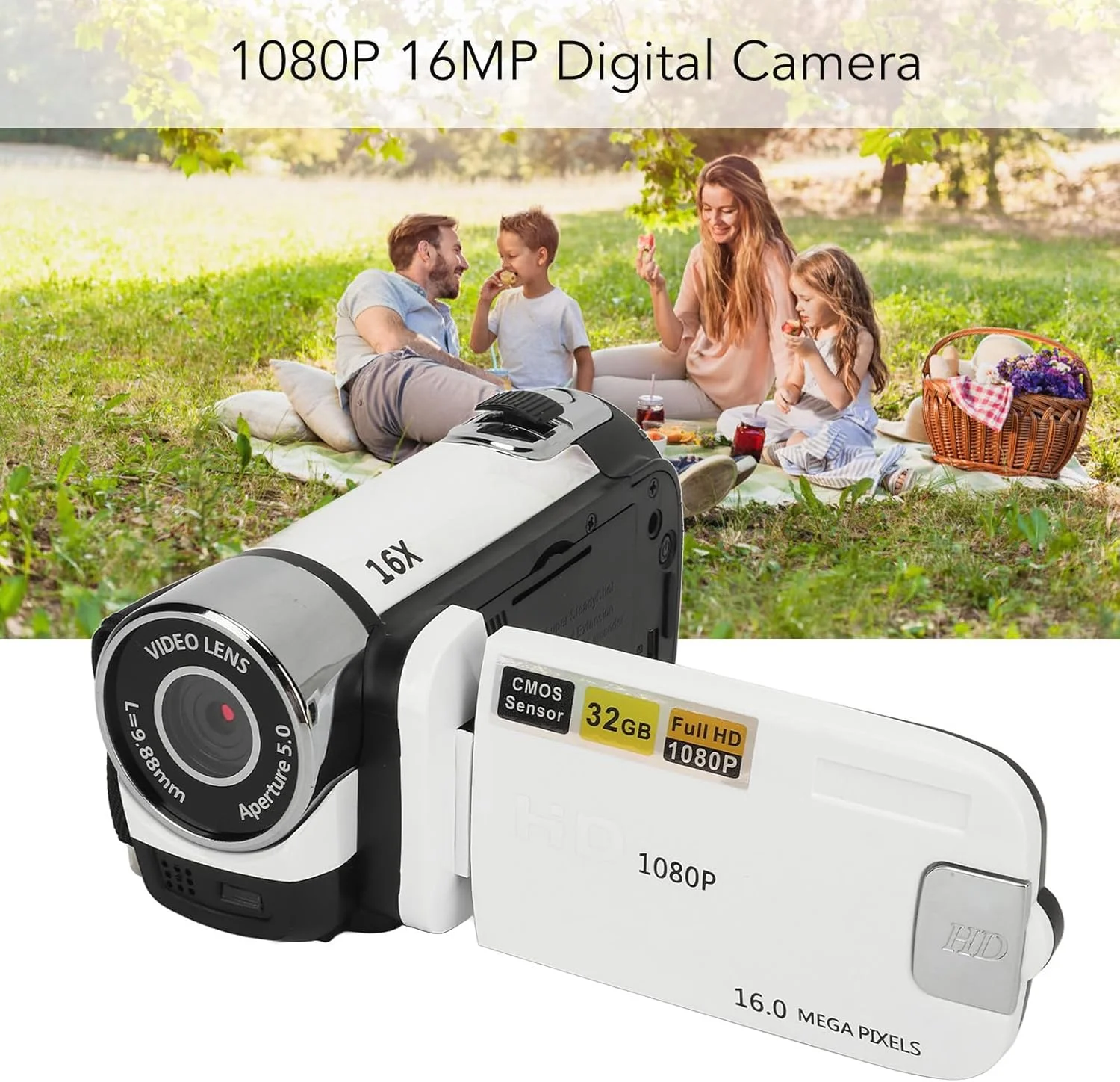دوربین فیلمبرداری دیجیتال BROLEO D90 1080P با زوم دیجیتال 16X، صفحه نمایش LCD 2.4 اینچی، دوربین دیجیتال 16 مگاپیکسلی با نور پرکننده، دوربین فیلمبرداری ضبط ویدیویی HD (سفید) دوربین فیلمبرداری دیجیتال BROLEO D90 1080P با زوم دیجیتال 16X، صفحه نمایش LCD 2.4 اینچی، دوربین دیجیتال 16 مگاپیکسلی با نور پرکننده، دوربین فیلمبرداری ضبط ویدیویی HD (سفید)