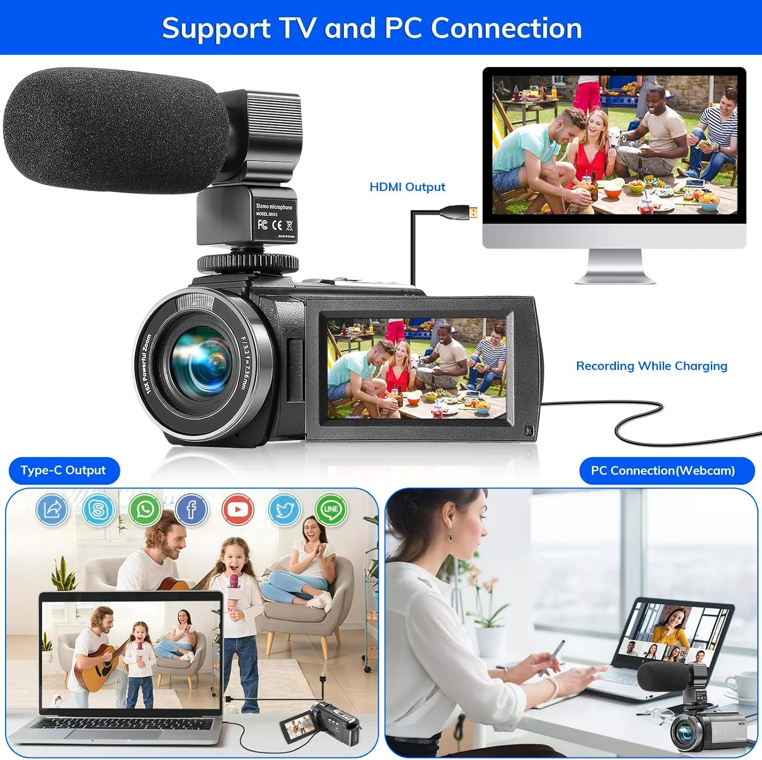 دوربین فیلمبرداری FHD 1080P برای یوتیوب با 30 فریم بر ثانیه، 36 مگاپیکسل، LCD 3.0 اینچی با چرخش 270 درجه، دوربین ولاگینگ با زوم دیجیتال 16X برای مبتدیان به همراه 2 باتری، میکروفون، ریموت، لرزشگیر، آفتابگیر لنز دوربین فیلمبرداری FHD 1080P برای یوتیوب با 30 فریم بر ثانیه، 36 مگاپیکسل، LCD 3.0 اینچی با چرخش 270 درجه، دوربین ولاگینگ با زوم دیجیتال 16X برای مبتدیان به همراه 2 باتری، میکروفون، ریموت، لرزشگیر، آفتابگیر لنز
