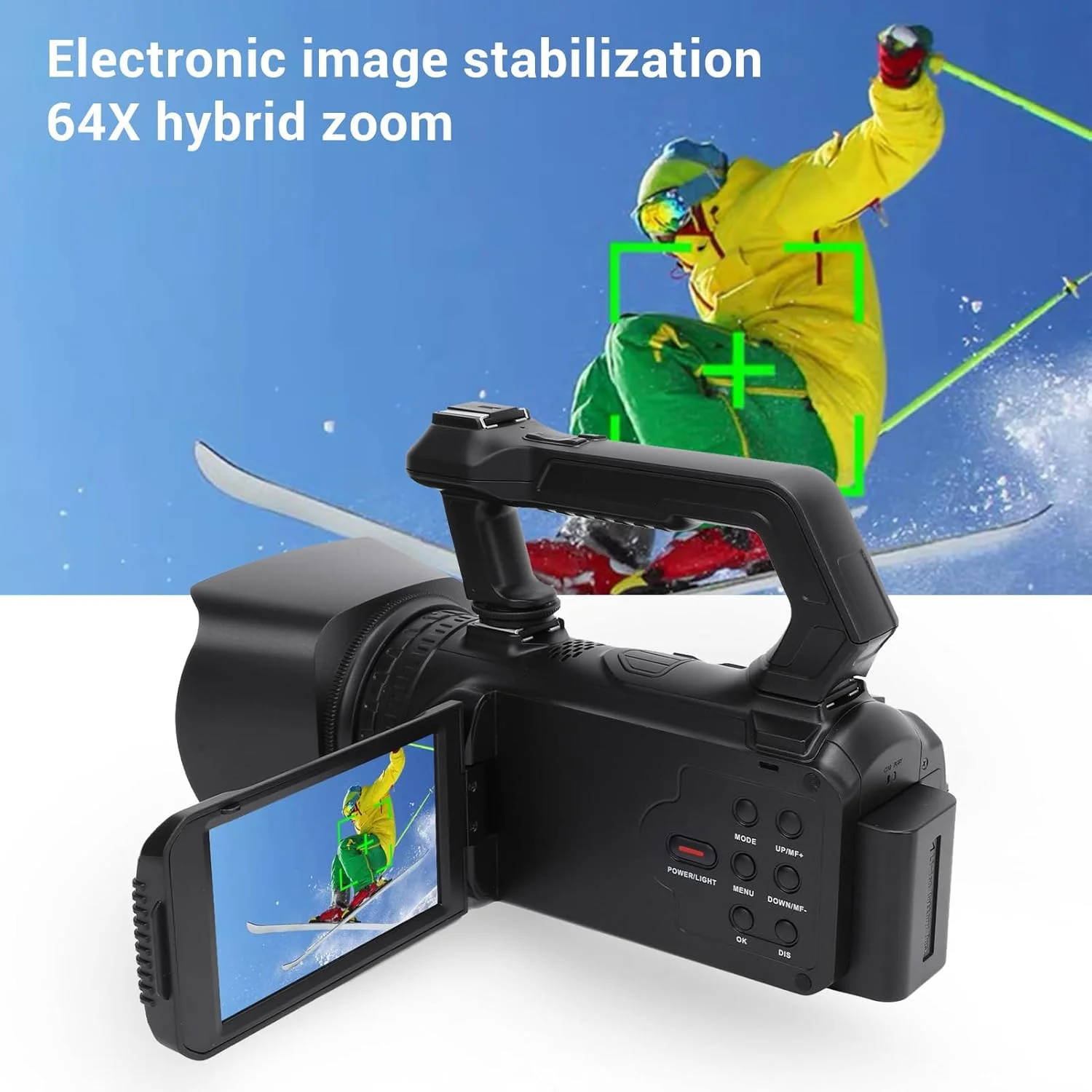 دوربین فیلمبرداری 2.7K با کیفیت 48 مگاپیکسل، صفحه نمایش 4.0 اینچی چرخان TFT، زوم دیجیتال 16X، تثبیت کننده تصویر الکترونیکی، زوم ترکیبی 64X با باتری 1500mAh دوربین فیلمبرداری 2.7K با کیفیت 48 مگاپیکسل، صفحه نمایش 4.0 اینچی چرخان TFT، زوم دیجیتال 16X، تثبیت کننده تصویر الکترونیکی، زوم ترکیبی 64X با باتری 1500mAh