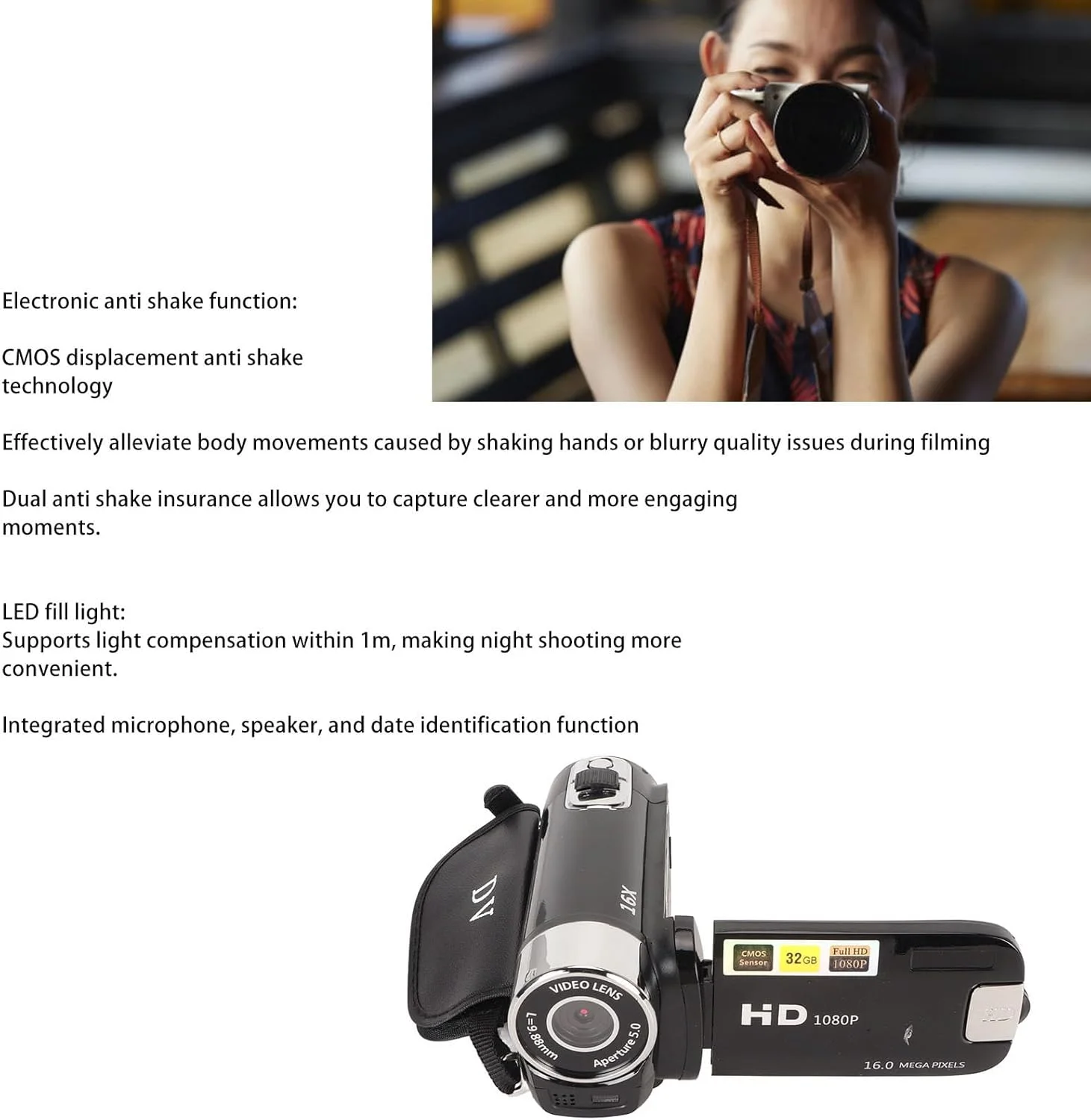 دوربین فیلمبرداری با کیفیت 1080P 30FPS و 24.0 مگاپیکسل، دید در شب IR، زوم 16X، صفحه نمایش 3.0 اینچی IPS، کنترل از راه دور، 2 باتری، برای وبلاگ نویسی و ضبط (مشکی) دوربین فیلمبرداری با کیفیت 1080P 30FPS و 24.0 مگاپیکسل، دید در شب IR، زوم 16X، صفحه نمایش 3.0 اینچی IPS، کنترل از راه دور، 2 باتری، برای وبلاگ نویسی و ضبط (مشکی)