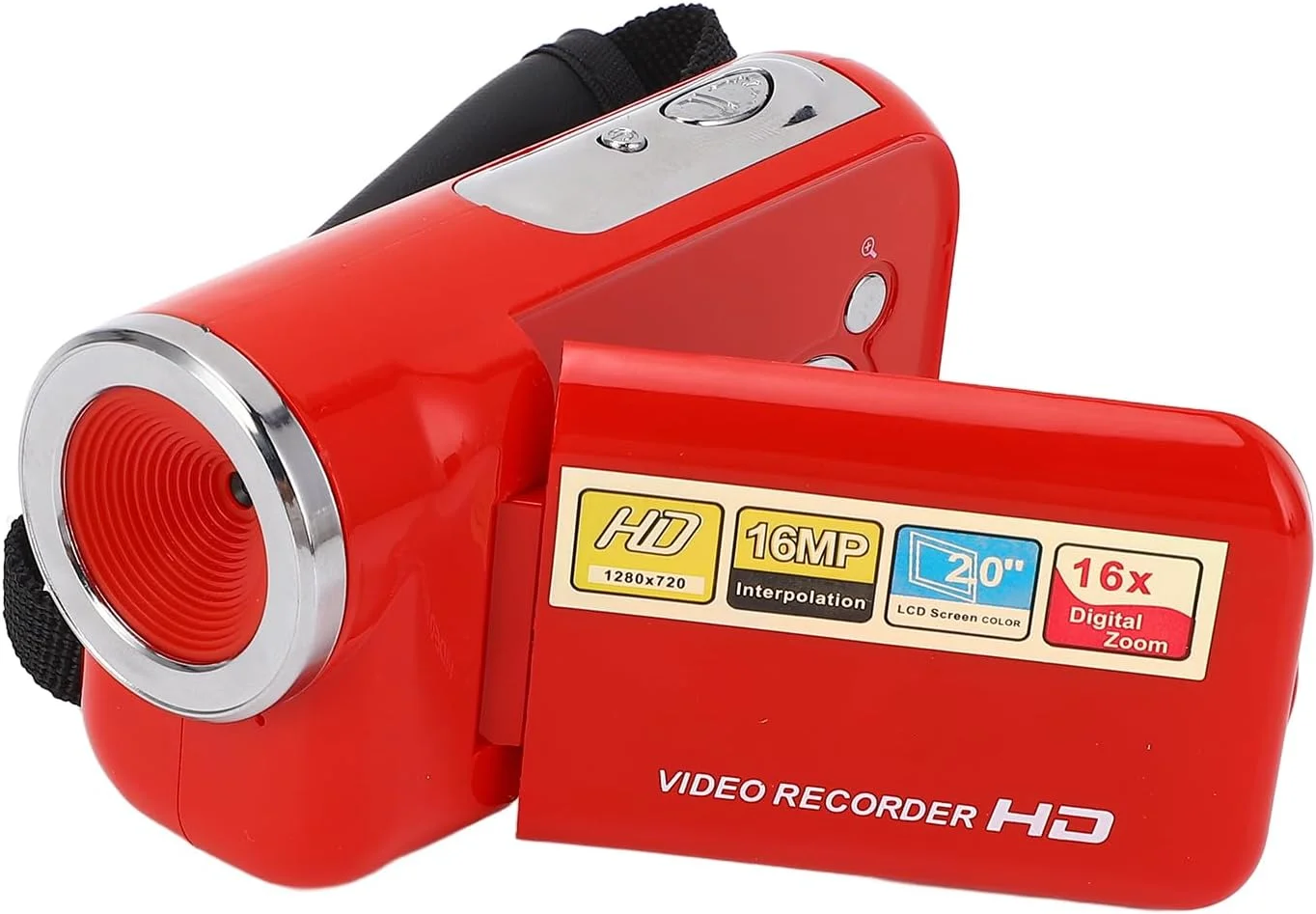 دوربین فیلمبرداری، دوربین دیجیتال 1080P HD با کیفیت 16 مگاپیکسل، صفحه نمایش 2 اینچی چرخان، زوم دیجیتال 16 برابر، مناسب برای ثبت لحظات سفر و زندگی (قرمز)