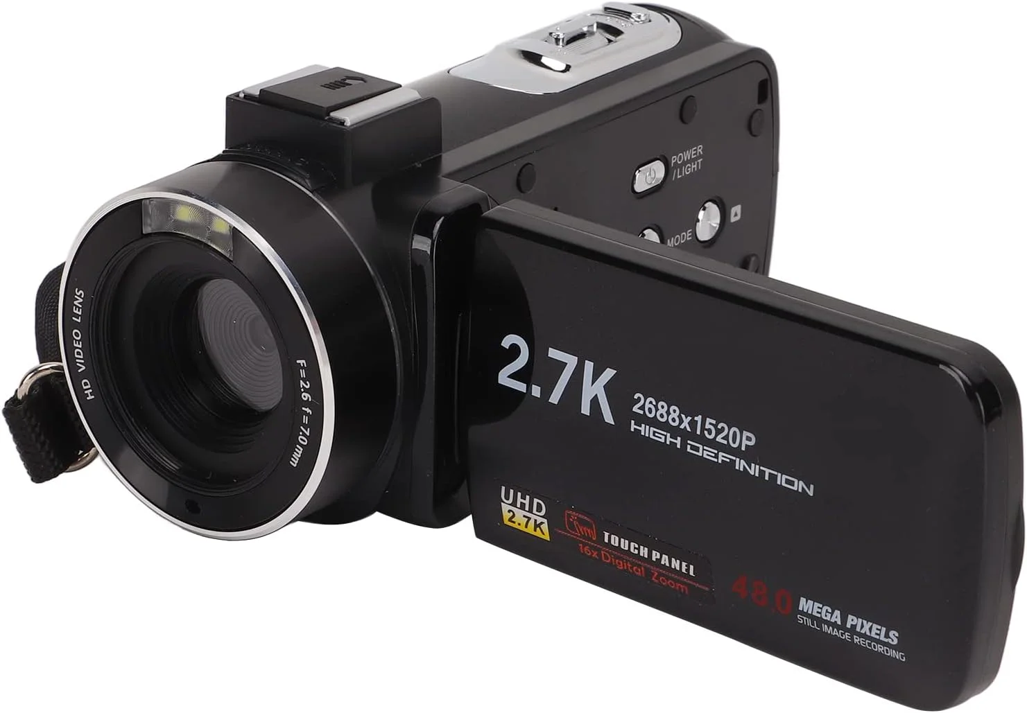 دوربین فیلمبرداری، دوربین دیجیتال ضبط کننده 2.7K 48MP با LCD 3.0 اینچی چرخش 270 درجه، زوم دیجیتال 18X به همراه باتری، دوربین ولاگینگ با کنترل از راه دور