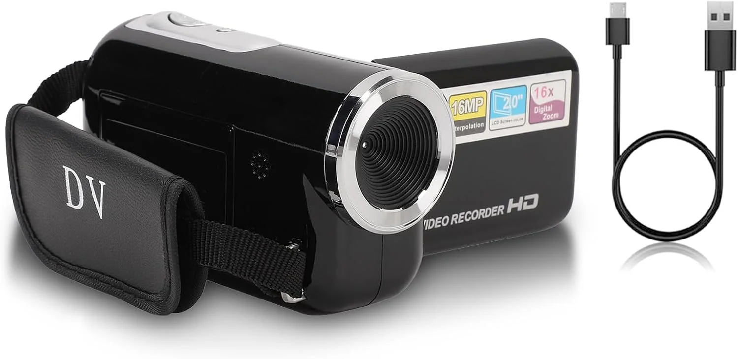 دوربین فیلمبرداری، فول اچ دی 1080P 16MP با زوم دیجیتال 16X و صفحه نمایش چرخشی 2.0 اینچی، دوربین ضبط ویدیو برای وبلاگ نویسی یوتیوب