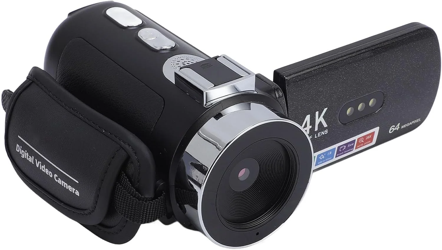 دوربین فیلمبرداری، دوربین دیجیتال 64 مگاپیکسلی 4K، زوم دیجیتال 28 برابر، با صفحه نمایش 3 اینچی با چرخش 270 درجه، برای مسافرت، ولاگ دوربین فیلمبرداری، دوربین دیجیتال 64 مگاپیکسلی 4K، زوم دیجیتال 28 برابر، با صفحه نمایش 3 اینچی با چرخش 270 درجه، برای مسافرت، ولاگ
