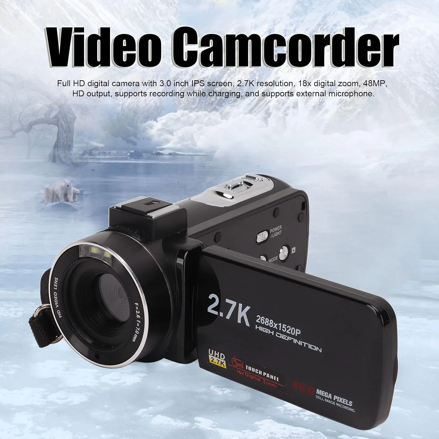 دوربین فیلمبرداری، دوربین دیجیتال ضبط کننده 2.7K 48MP با LCD 3.0 اینچی چرخش 270 درجه، زوم دیجیتال 18X به همراه باتری، دوربین ولاگینگ با کنترل از راه دور دوربین فیلمبرداری، دوربین دیجیتال ضبط کننده 2.7K 48MP با LCD 3.0 اینچی چرخش 270 درجه، زوم دیجیتال 18X به همراه باتری، دوربین ولاگینگ با کنترل از راه دور